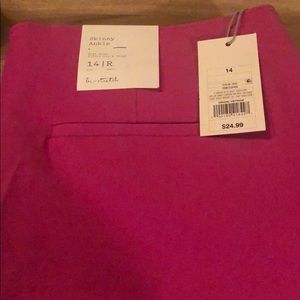 Hot pink skinny ankle pants